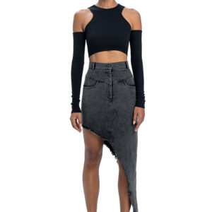 Rib top with sleeves in black